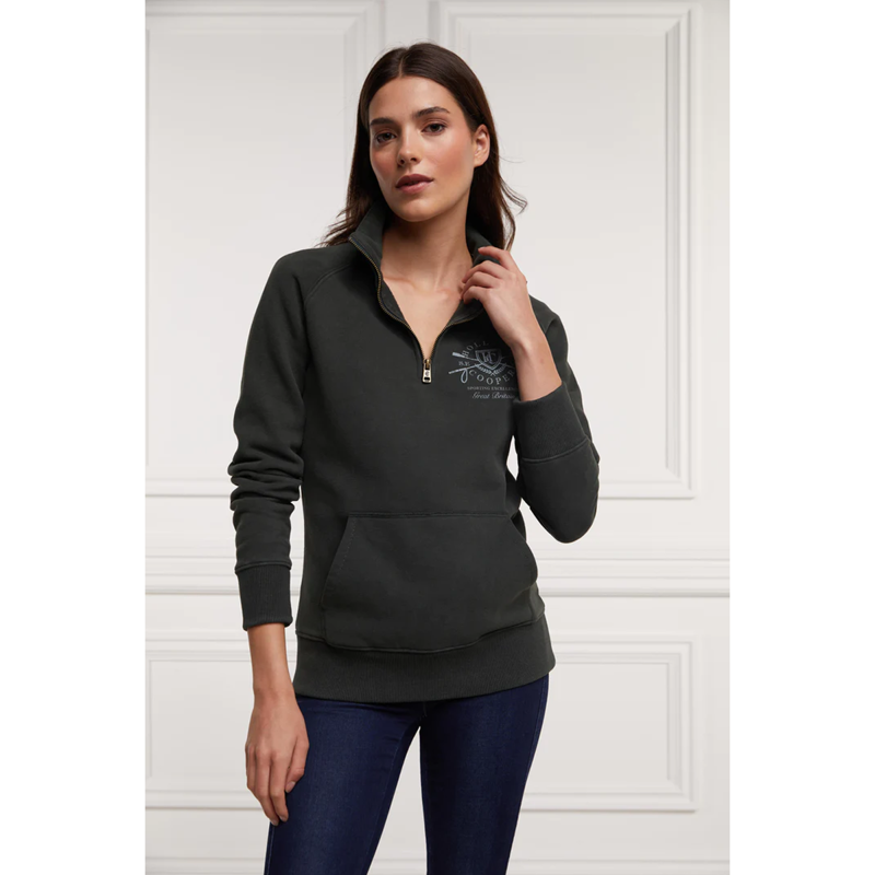 Holland Cooper Crest Zip Henley - Racing Green-2